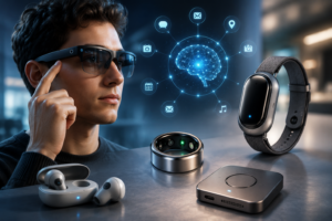AI Wearables including smart glasses, AI rings, and wearable assistants in everyday life